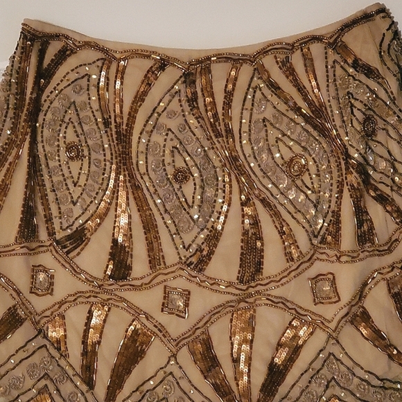 NWT🌺 Free People Formal Boho Gold Sequins  Embellished Mini Skirt 10 - Picture 8 of 9